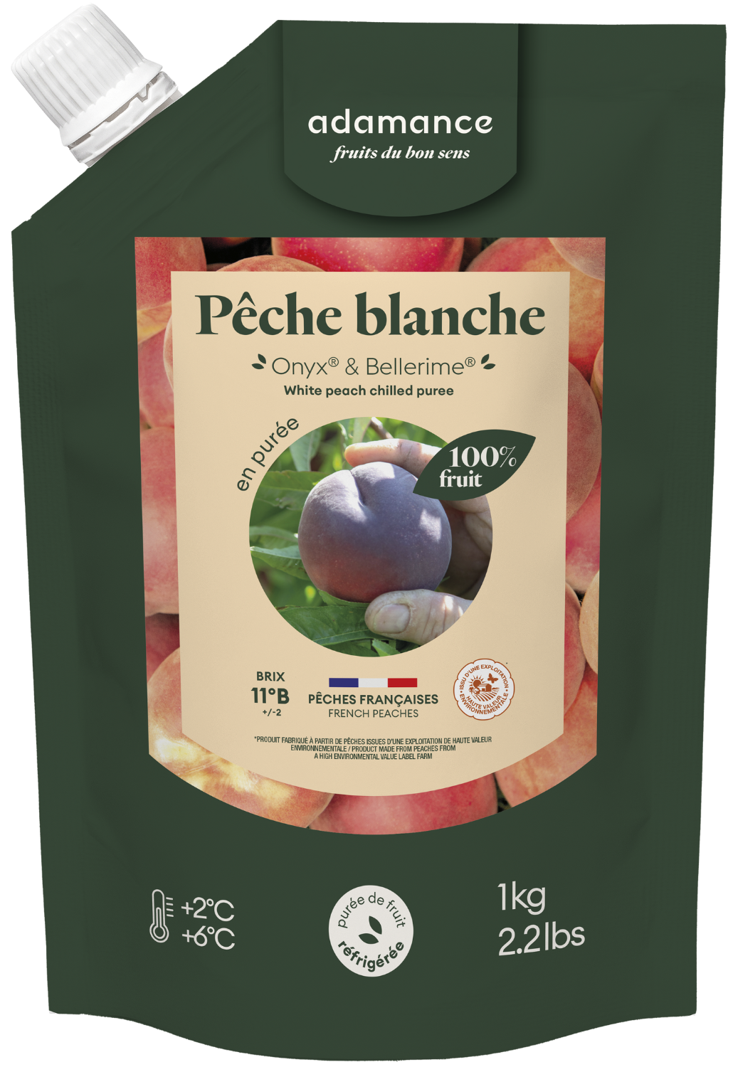 purée pêche blanche réfrigérée adamance